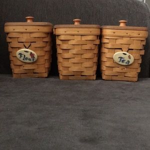 Longaberger set of 3 squared tea baskets with lids